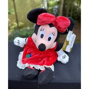 1990s Disney Store “December” Blue Topaz Birthstone Minnie Mouse 8” Bean Plush
